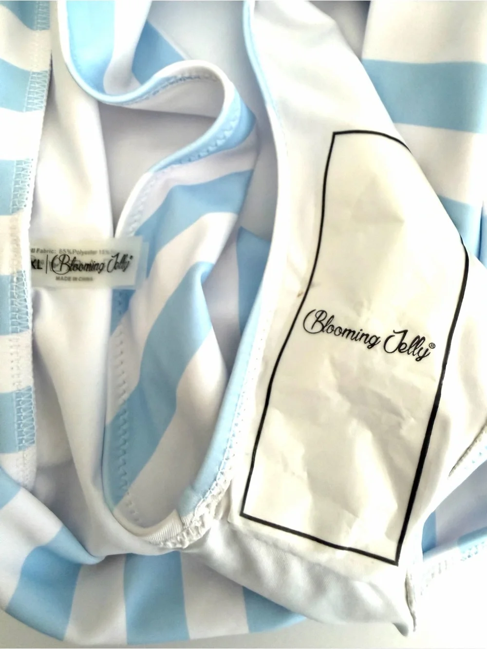 NEW Blooming Jelly Blue and White Striped Two-Piece Swimsuit